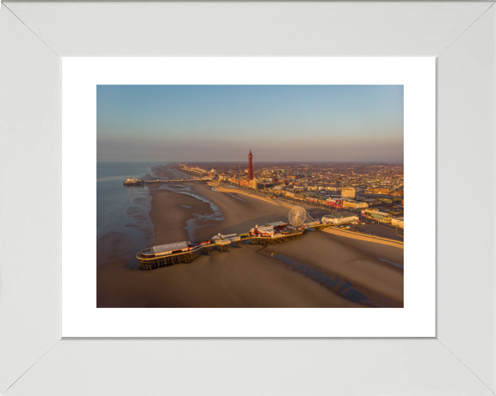 Blackpool beach Lancashire at sunset from above Photo Print - Canvas - Framed Photo Print - Hampshire Prints