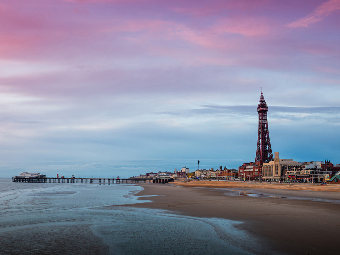 Blackpool Beach lancashire at sunset Photo Print - Canvas - Framed Photo Print - Hampshire Prints