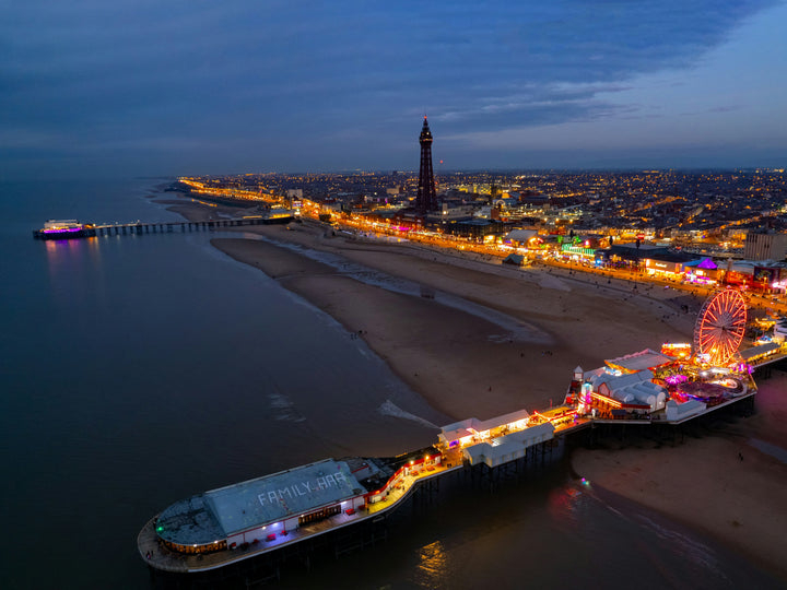 blackpool Lancashire after sunset from above Photo Print - Canvas - Framed Photo Print - Hampshire Prints