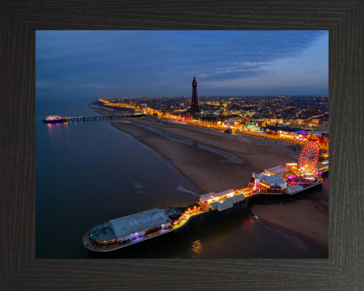 blackpool Lancashire after sunset from above Photo Print - Canvas - Framed Photo Print - Hampshire Prints