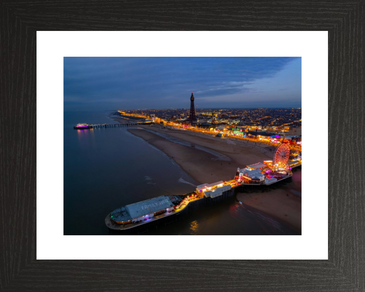 blackpool Lancashire after sunset from above Photo Print - Canvas - Framed Photo Print - Hampshire Prints