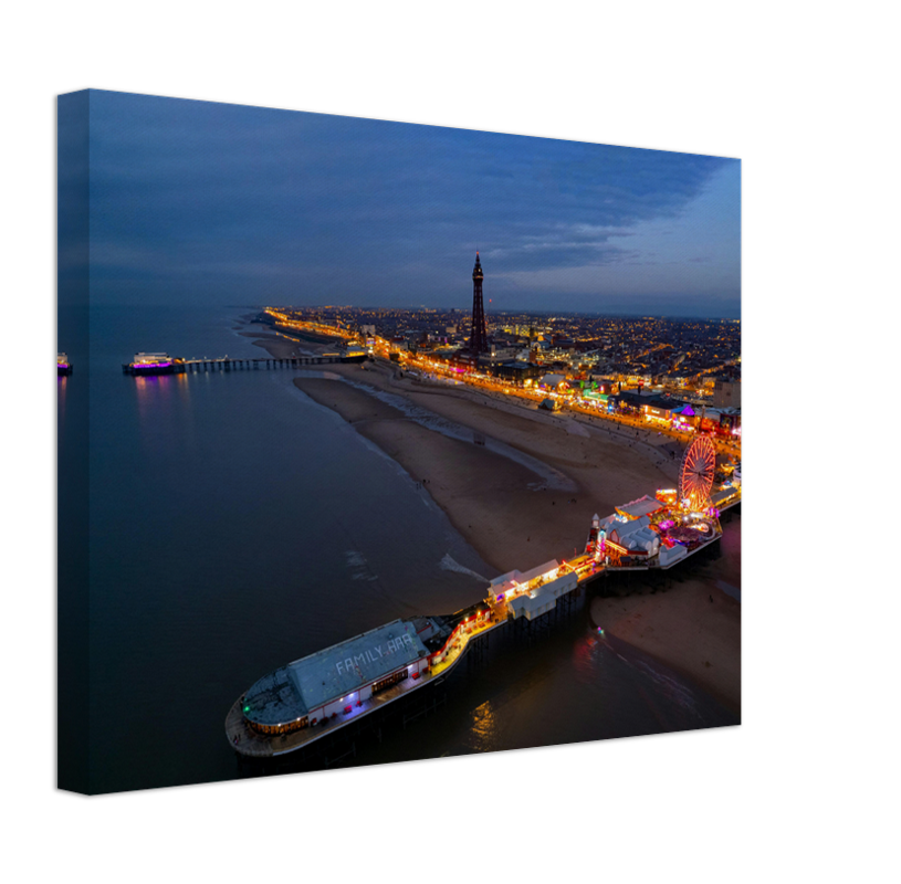 blackpool Lancashire after sunset from above Photo Print - Canvas - Framed Photo Print - Hampshire Prints