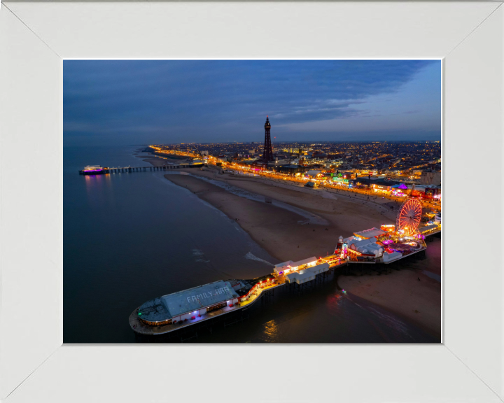 blackpool Lancashire after sunset from above Photo Print - Canvas - Framed Photo Print - Hampshire Prints