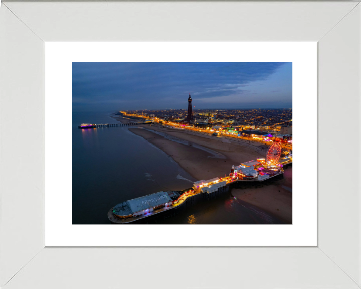 blackpool Lancashire after sunset from above Photo Print - Canvas - Framed Photo Print - Hampshire Prints