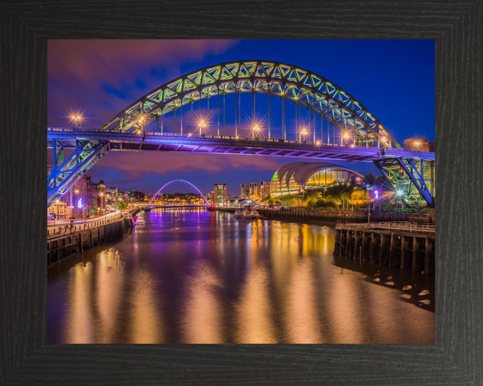 Tyne Bridge Newcastle after sunset Photo Print - Canvas - Framed Photo Print - Hampshire Prints