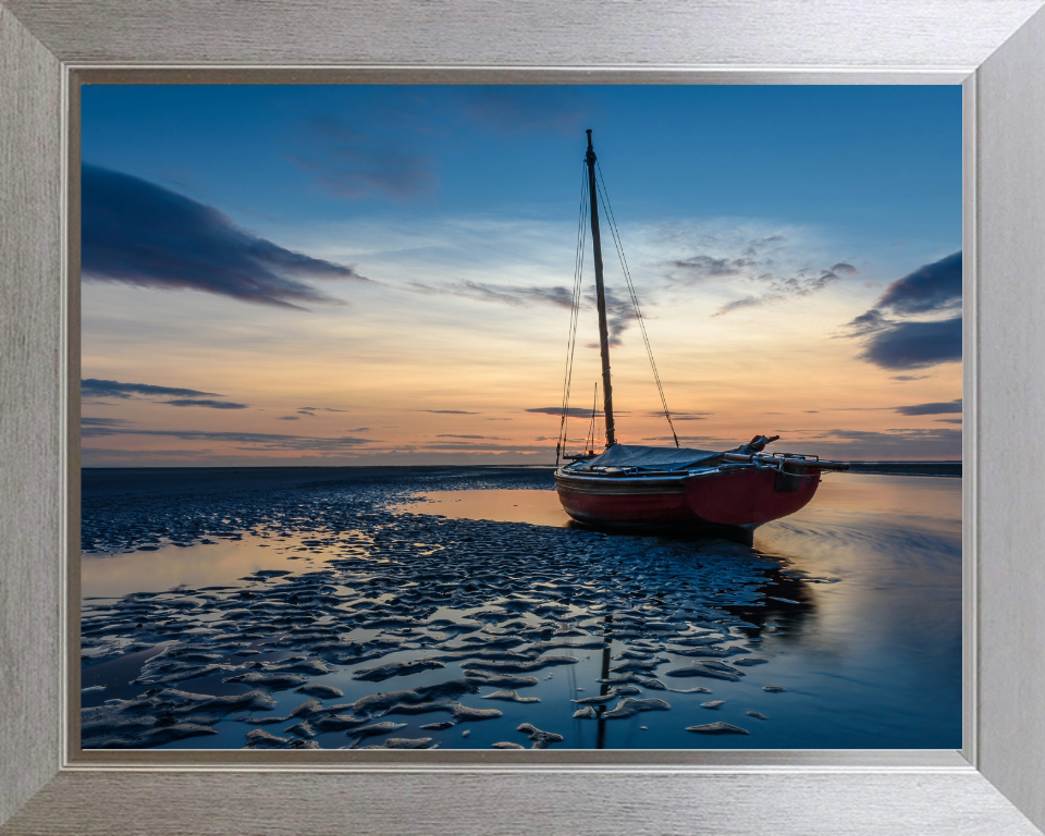 Boat at Meols beach merseyside at sunset Photo Print - Canvas - Framed Photo Print - Hampshire Prints