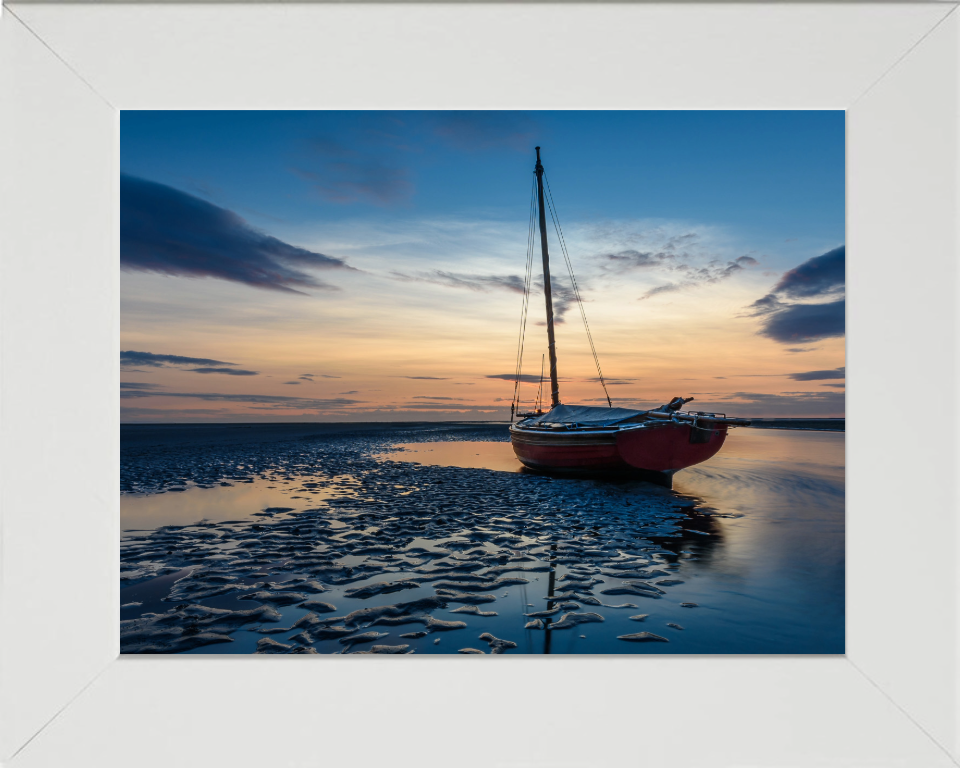 Boat at Meols beach merseyside at sunset Photo Print - Canvas - Framed Photo Print - Hampshire Prints