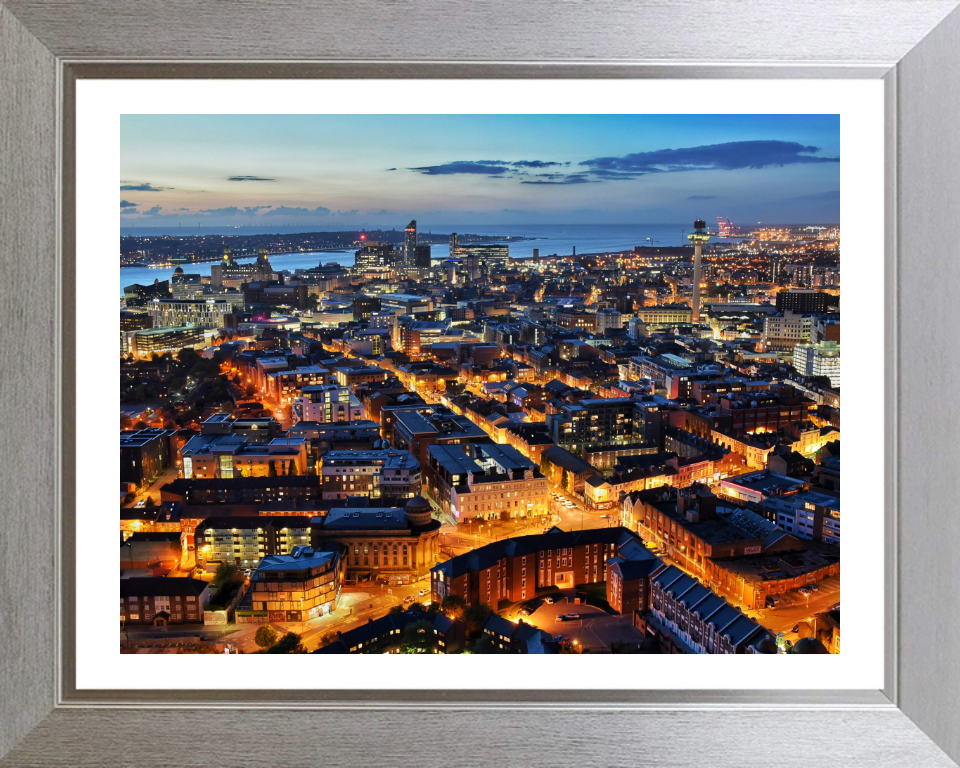 Liverpool city from above at dusk Photo Print - Canvas - Framed Photo Print - Hampshire Prints