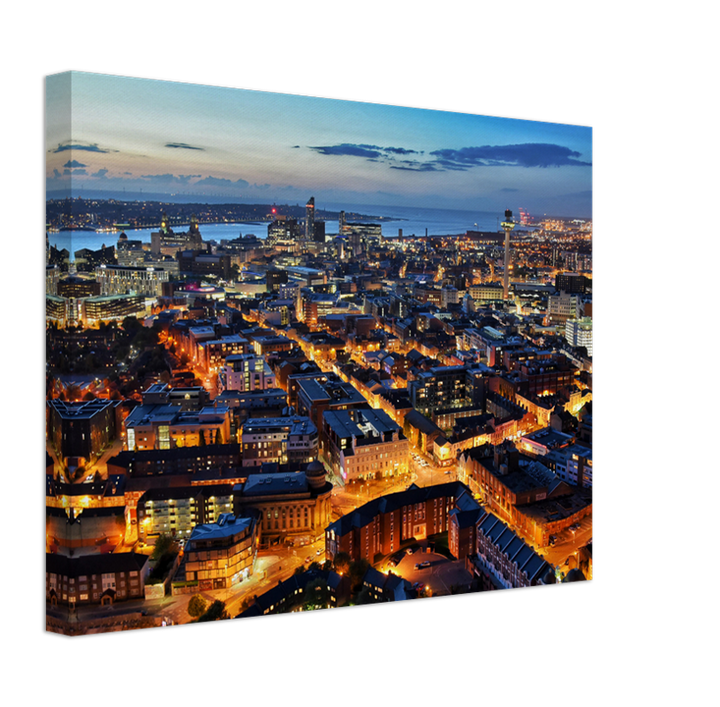 Liverpool city from above at dusk Photo Print - Canvas - Framed Photo Print - Hampshire Prints