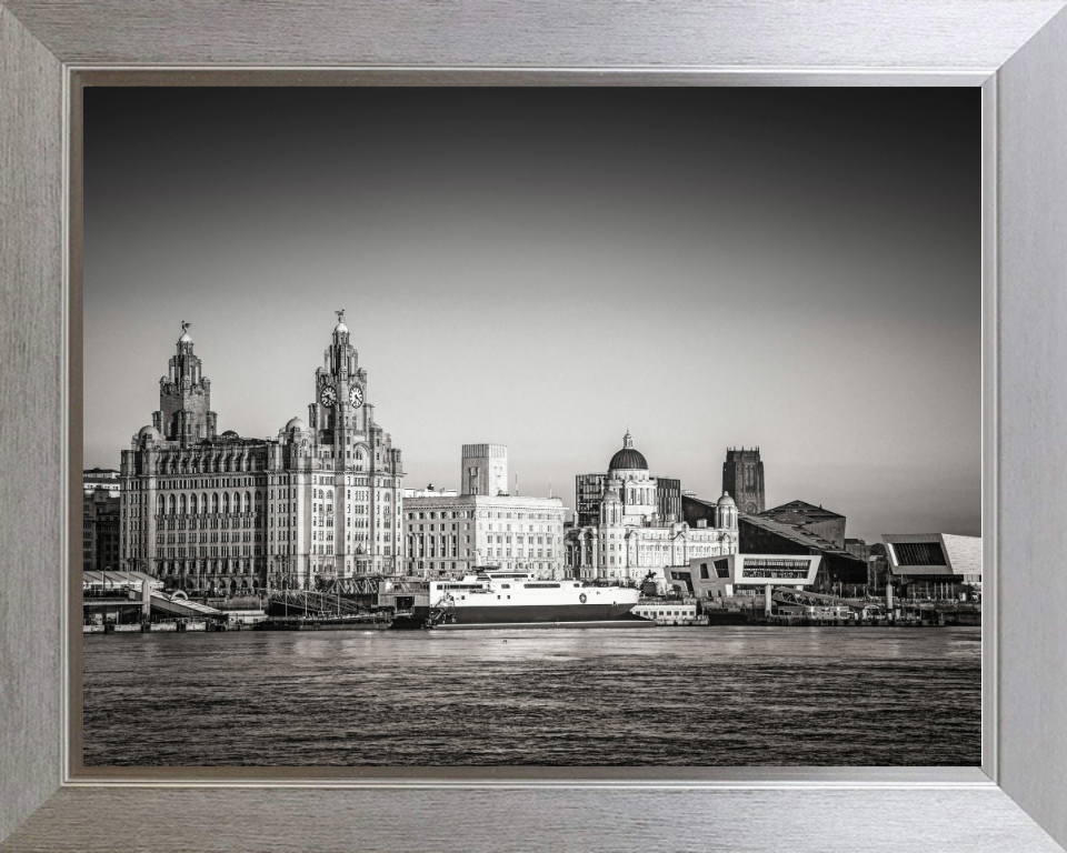 Liverpool liver building in black and white Photo Print - Canvas - Framed Photo Print - Hampshire Prints