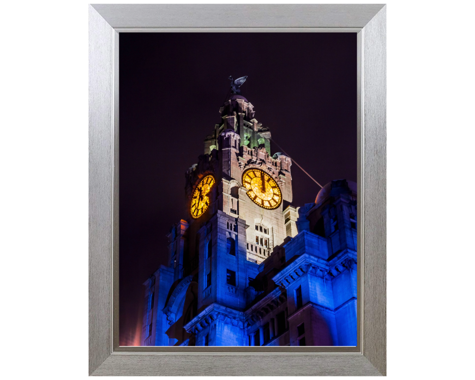 The Liver building Liverpool at night Photo Print - Canvas - Framed Photo Print - Hampshire Prints