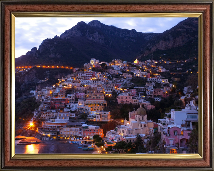 Positano Italy at dusk Photo Print - Canvas - Framed Photo Print - Hampshire Prints