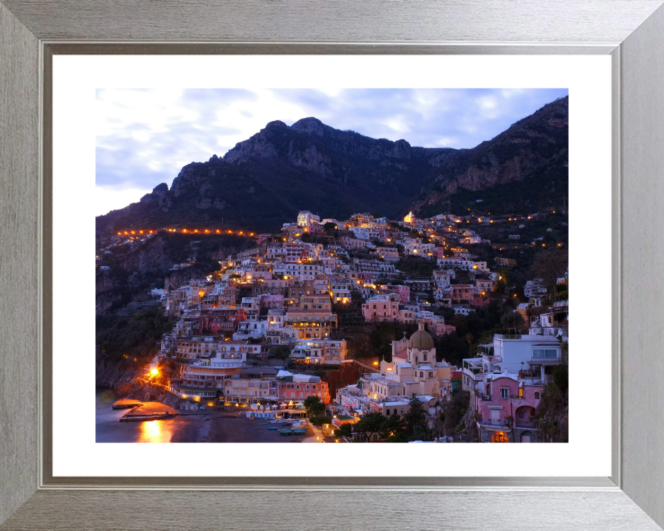 Positano Italy at dusk Photo Print - Canvas - Framed Photo Print - Hampshire Prints