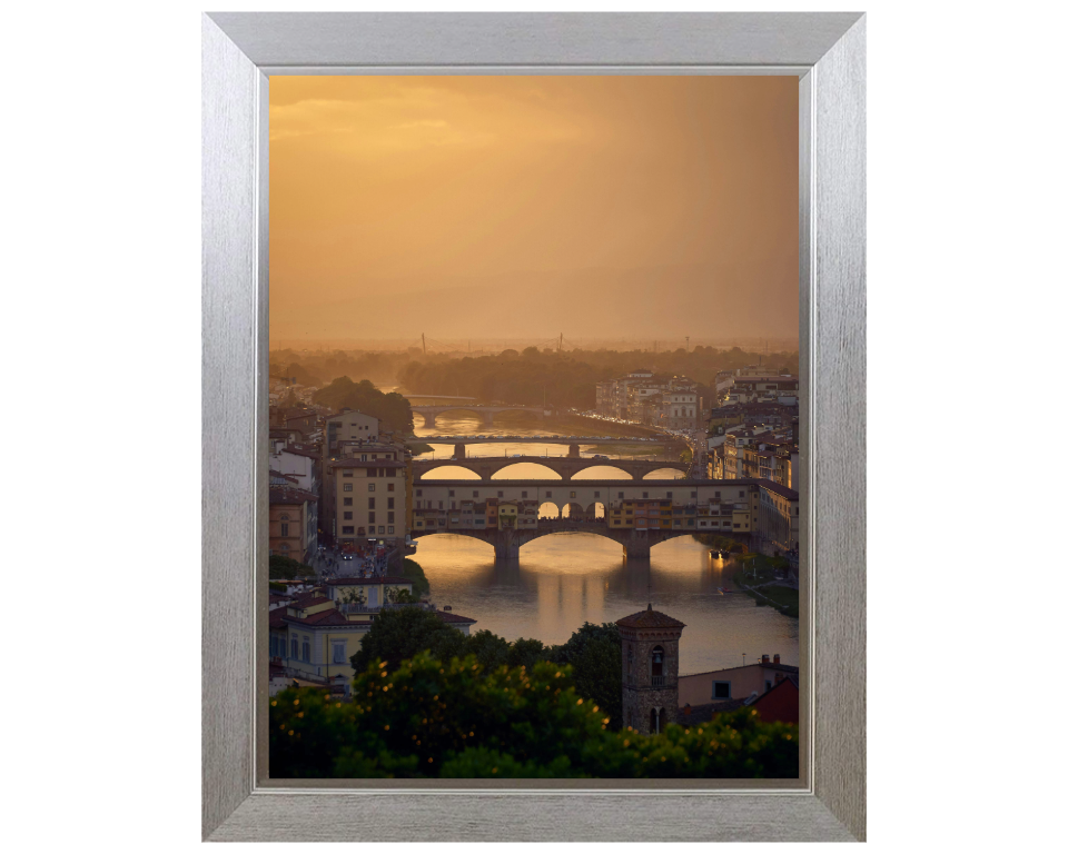 Ponte Vecchio in Italy at sunset Photo Print - Canvas - Framed Photo Print