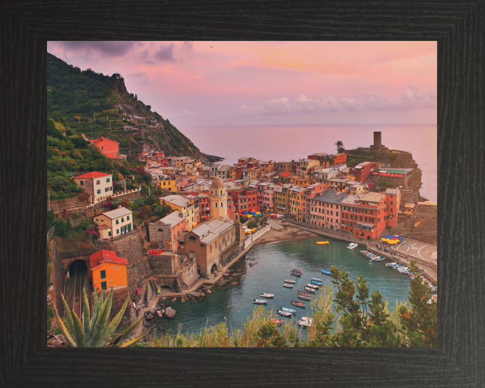 Vernazza Cinque Terre Italy at sunset Photo Print - Canvas - Framed Photo Print - Hampshire Prints