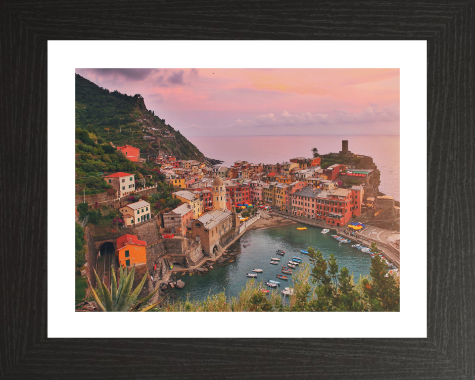 Vernazza Cinque Terre Italy at sunset Photo Print - Canvas - Framed Photo Print - Hampshire Prints