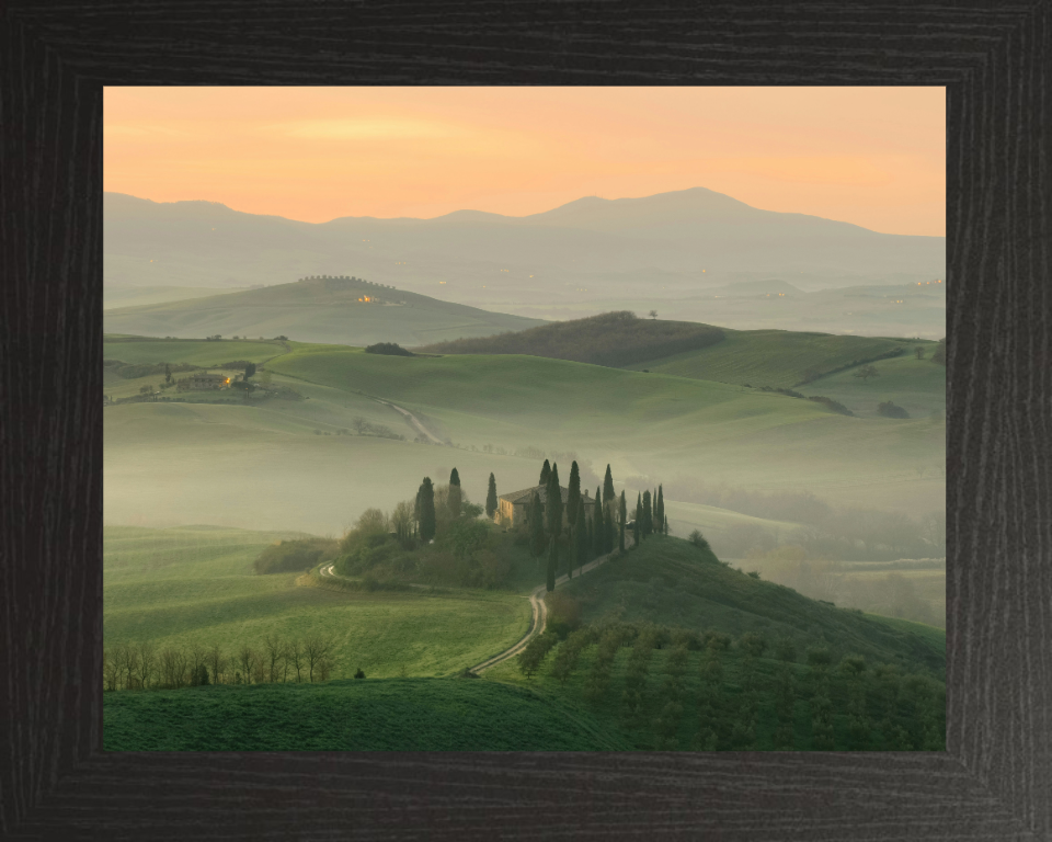 Tuscany Italy at sunset Photo Print - Canvas - Framed Photo Print - Hampshire Prints