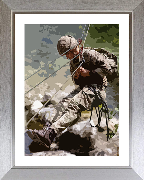 Royal Marines Commando Abseiling artwork Print - Canvas - Framed Print - Hampshire Prints