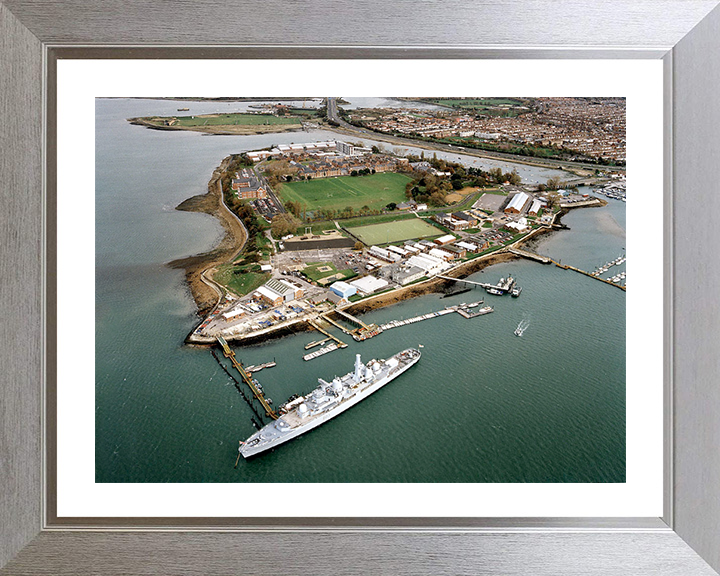 HMS Excellent (Leach Building) Royal Navy shore establishment Aerial Photo Print or Framed Photo Print - Hampshire Prints