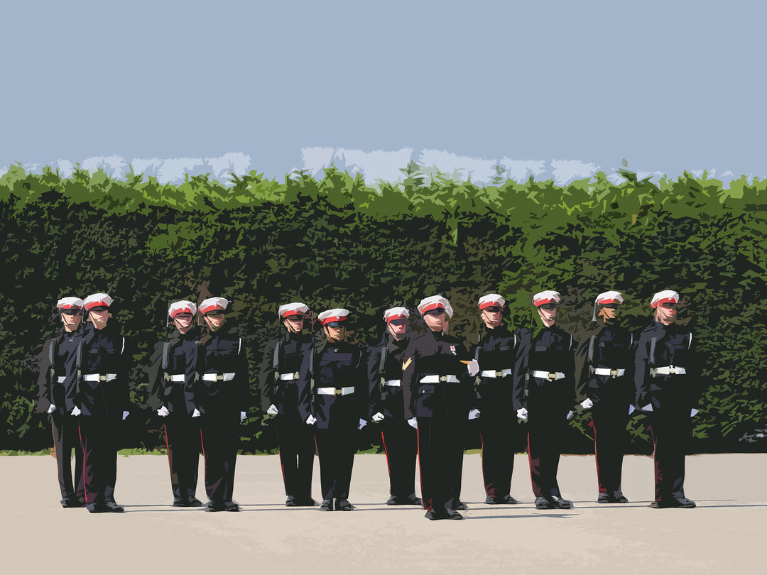 Royal Marines Commando Kings squad passing out parade artwork Print - Canvas - Framed Print - Hampshire Prints