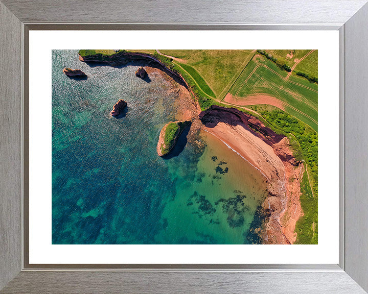 Ladram Bay Devon black from above Photo Print - Canvas - Framed Photo Print - Hampshire Prints
