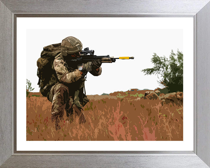 Royal Marines Commando training with a weapon artwork Print - Canvas - Framed Print - Hampshire Prints