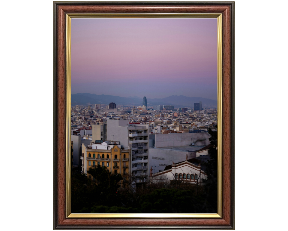 Barcelona Spain skyline at sunset Photo Print - Canvas - Framed Photo Print - Hampshire Prints