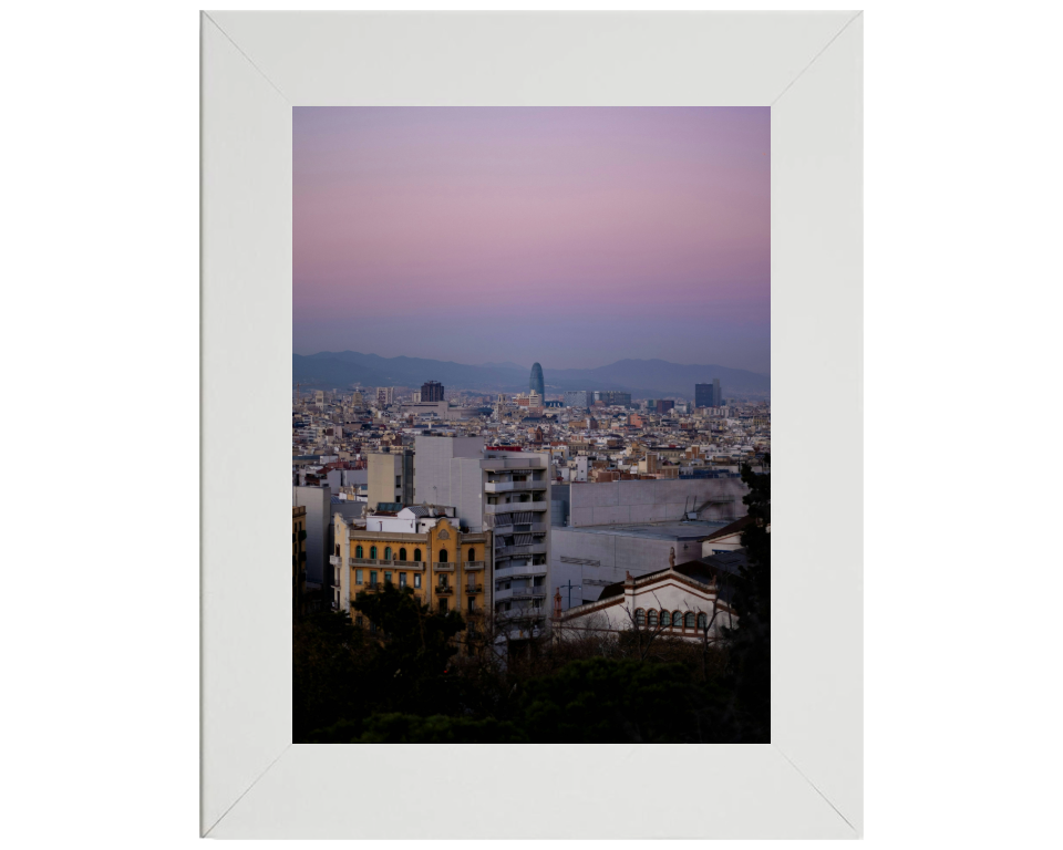 Barcelona Spain skyline at sunset Photo Print - Canvas - Framed Photo Print - Hampshire Prints