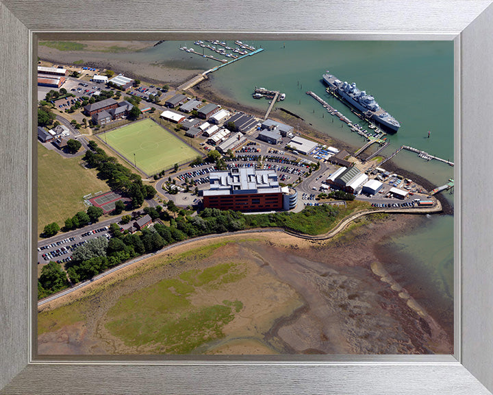 HMS Excellent (Leach Building) Royal Navy shore establishment Aerial Photo Print or Framed Photo Print - Hampshire Prints