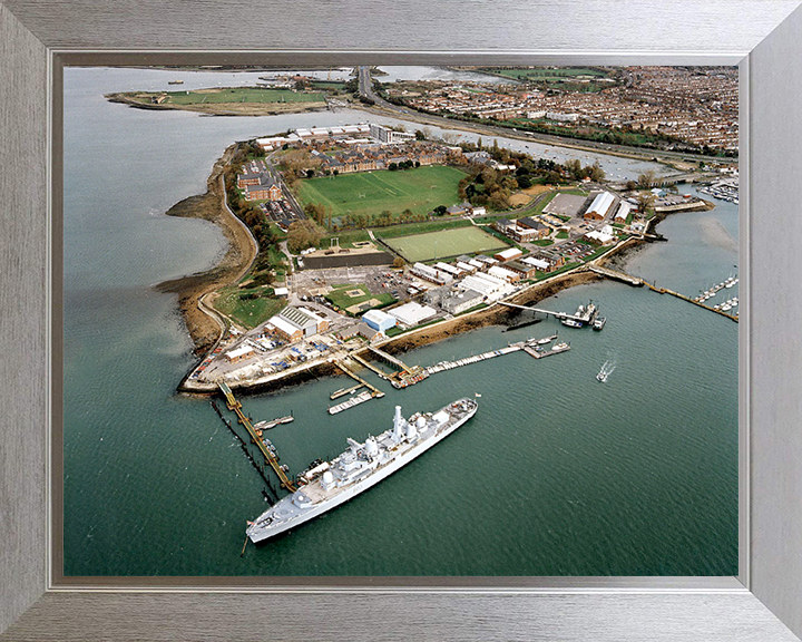 HMS Excellent (Leach Building) Royal Navy shore establishment Aerial Photo Print or Framed Photo Print - Hampshire Prints