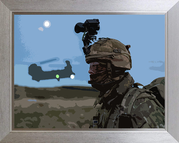 Royal Marines Commando and Chinook helicopter artwork Print - Canvas - Framed Print - Hampshire Prints