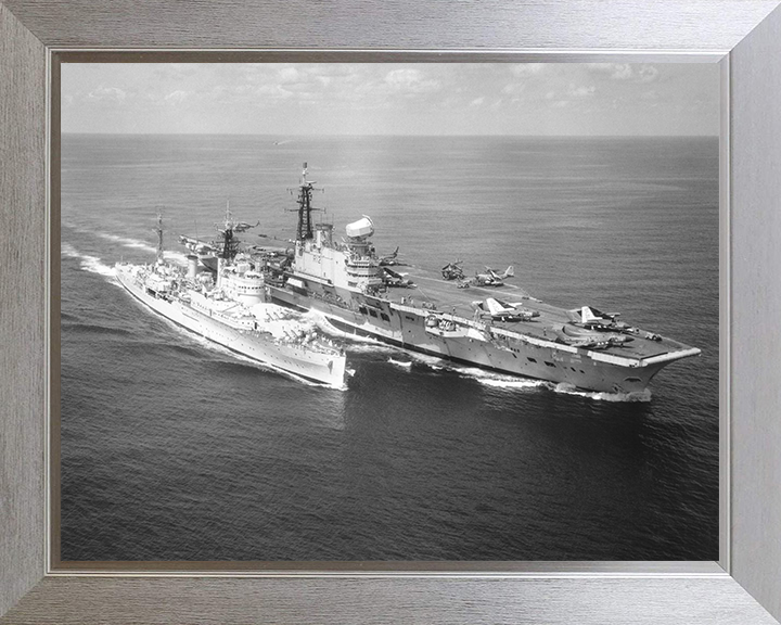 HMS Hermes R12 + HMS Gambia | Photo Print | Framed Print | Centaur Class | Aircraft Carrier | Royal Navy