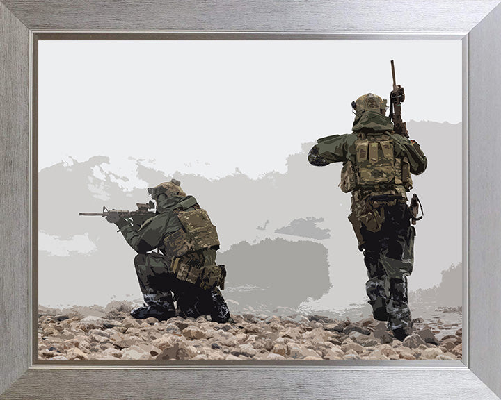 Royal Marines Commandos in combat artwork Print - Canvas - Framed Print - Hampshire Prints