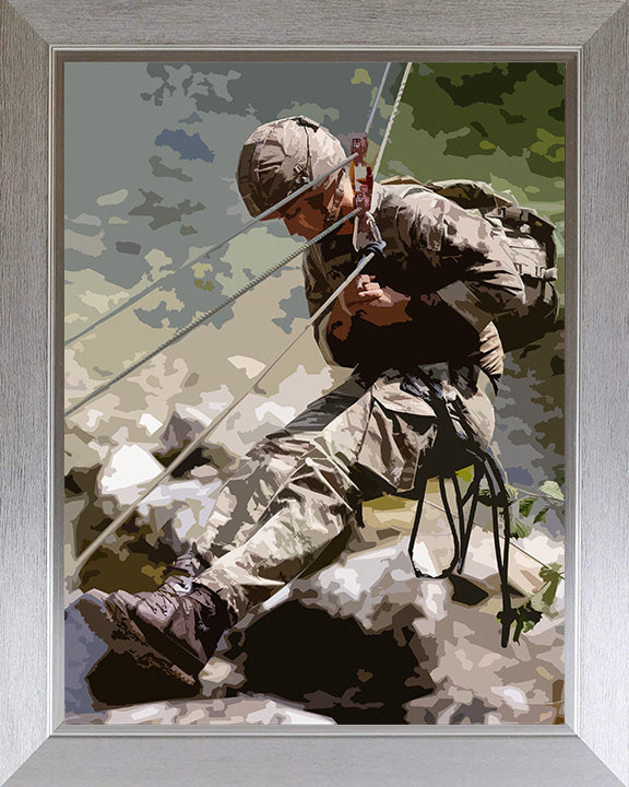 Royal Marines Commando Abseiling artwork Print - Canvas - Framed Print - Hampshire Prints