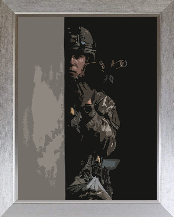 Royal Marines Commando behind cover artwork Print - Canvas - Framed Print - Hampshire Prints