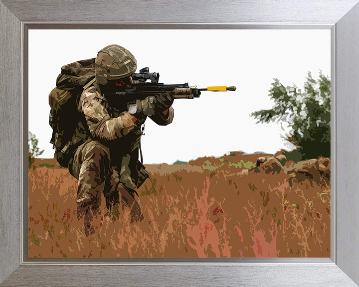 Royal Marines Commando training with a weapon artwork Print - Canvas - Framed Print - Hampshire Prints