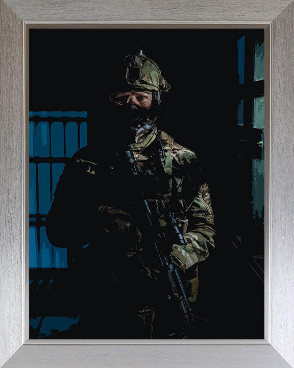 Royal Marines Commando in the shadows artwork Print - Canvas - Framed Print - Hampshire Prints