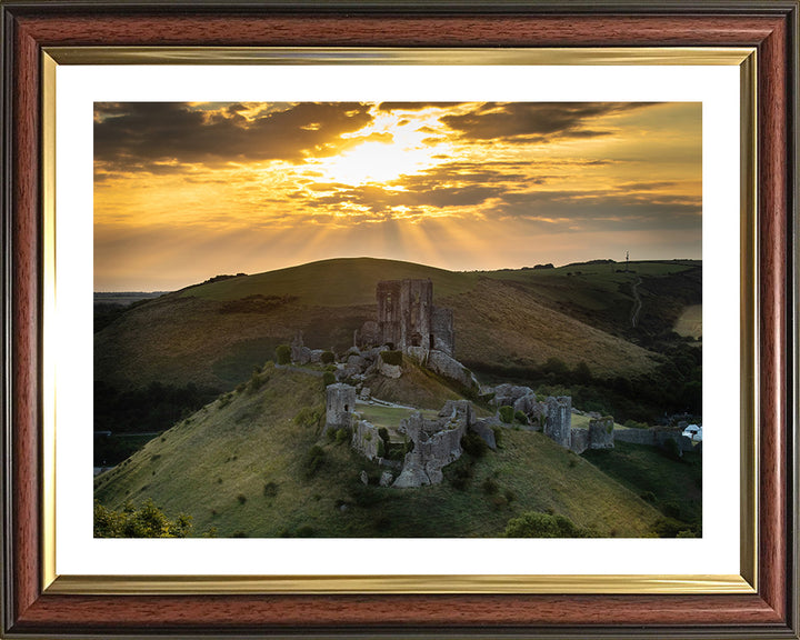 Light rays over Corfe Castle Dorset Photo Print - Canvas - Framed Photo Print - Hampshire Prints