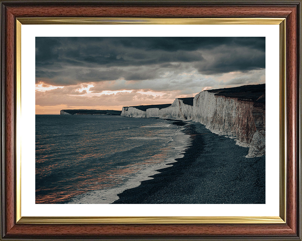 Seven Sisters cliffs East Sussex at sunset Photo Print - Canvas - Framed Photo Print - Hampshire Prints