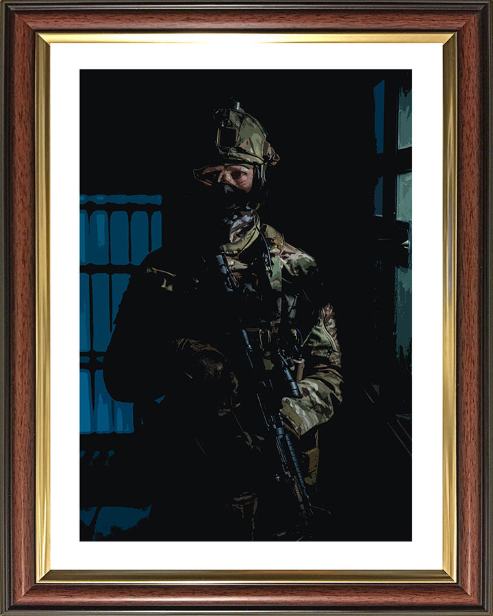 Royal Marines Commando in the shadows artwork Print - Canvas - Framed Print - Hampshire Prints