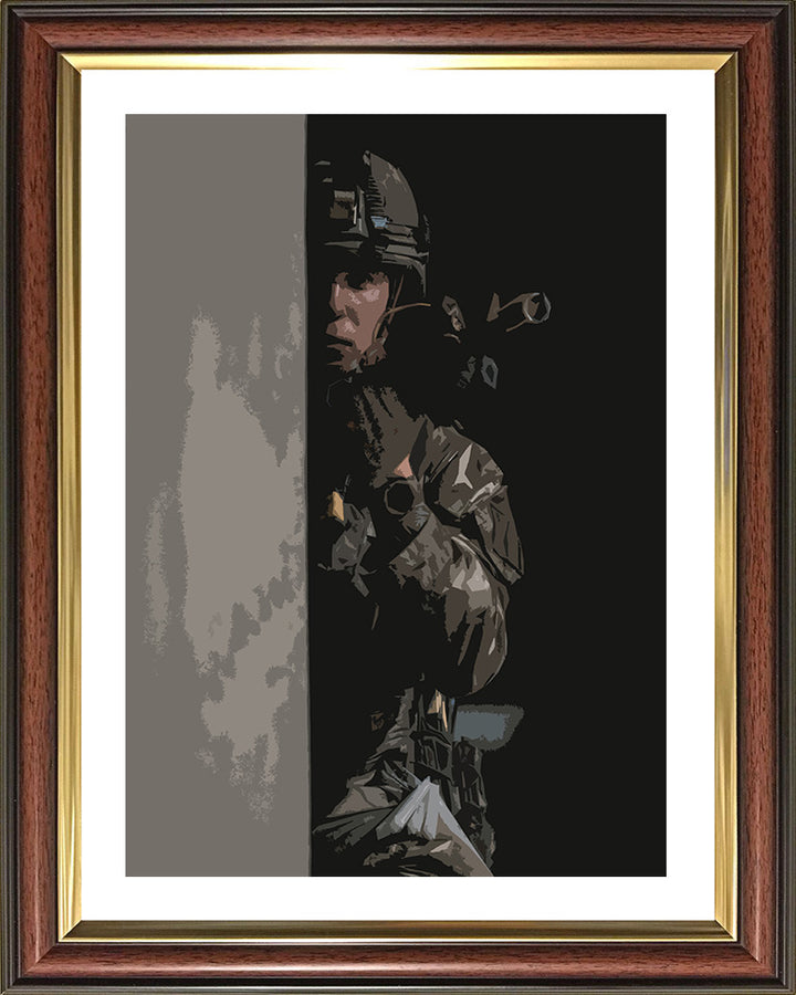Royal Marines Commando behind cover artwork Print - Canvas - Framed Print - Hampshire Prints