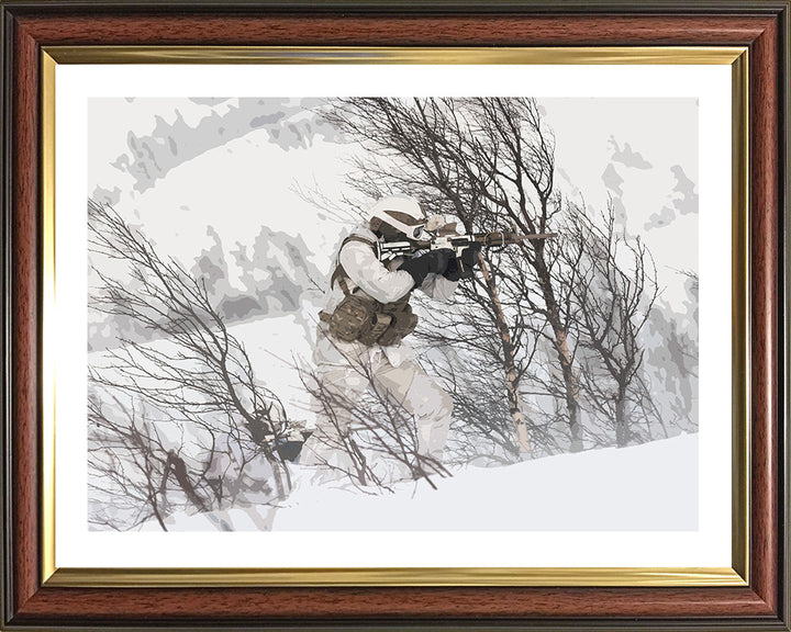 Royal Marines Commando firing in the snow artwork Print - Canvas - Framed Print - Hampshire Prints