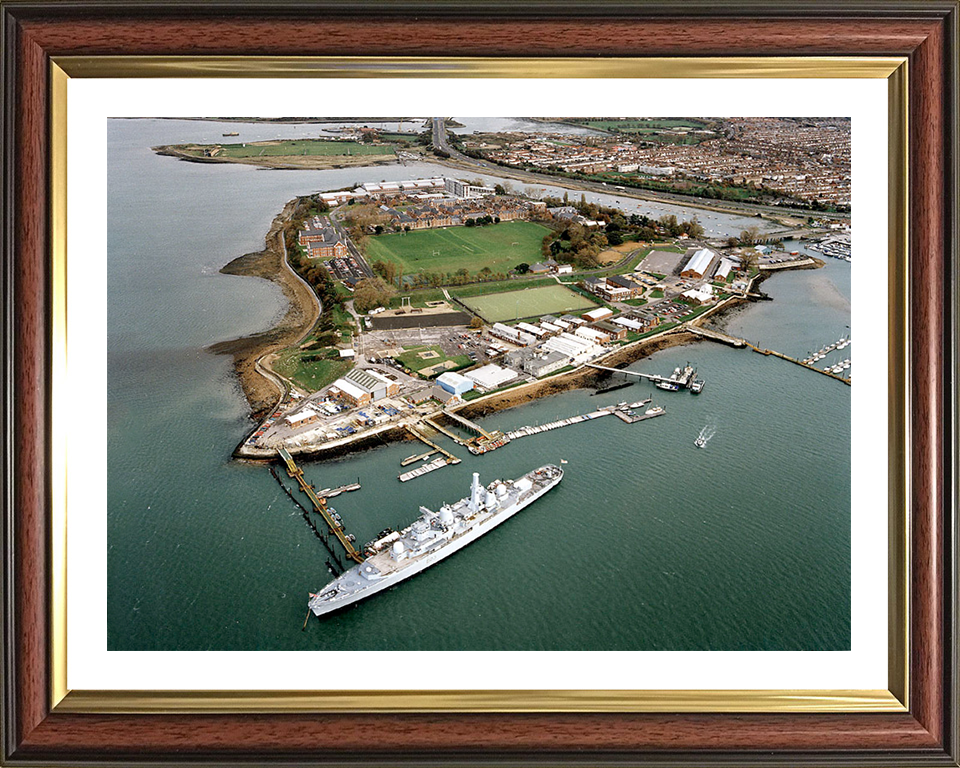 HMS Excellent (Leach Building) Royal Navy shore establishment Aerial Photo Print or Framed Photo Print - Hampshire Prints