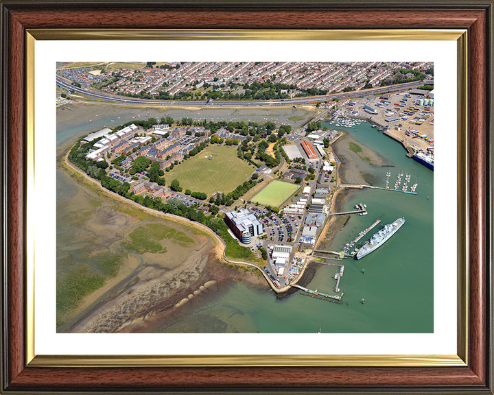 HMS Excellent Royal Navy shore establishment Aerial Photo Print or Framed Photo Print - Hampshire Prints