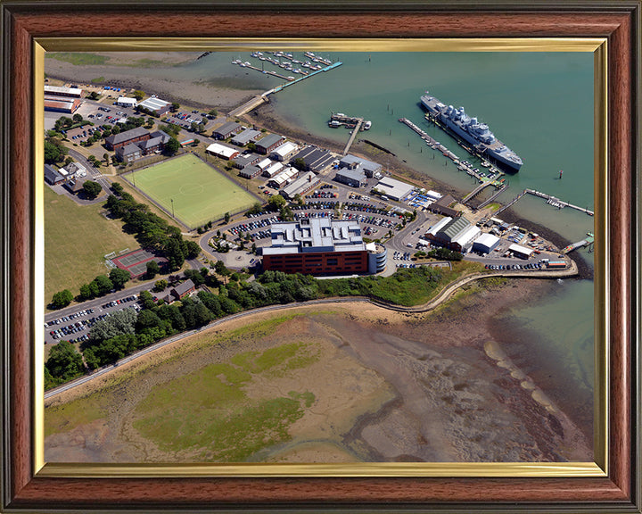 HMS Excellent (Leach Building) Royal Navy shore establishment Aerial Photo Print or Framed Photo Print - Hampshire Prints