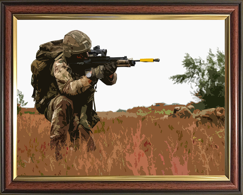 Royal Marines Commando training with a weapon artwork Print - Canvas - Framed Print - Hampshire Prints