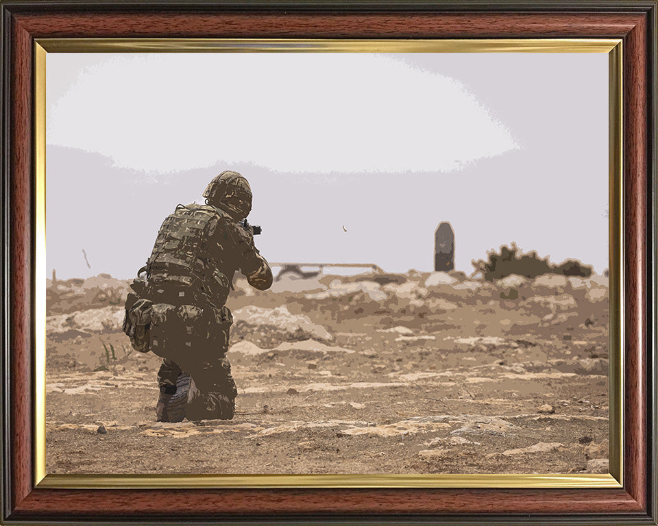 Royal Marines Commando on a firing range artwork Print - Canvas - Framed Print - Hampshire Prints