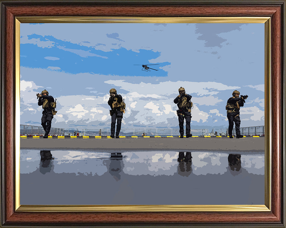 Royal Marines Commando Boarding team on a flight deck artwork Print - Canvas - Framed Print - Hampshire Prints