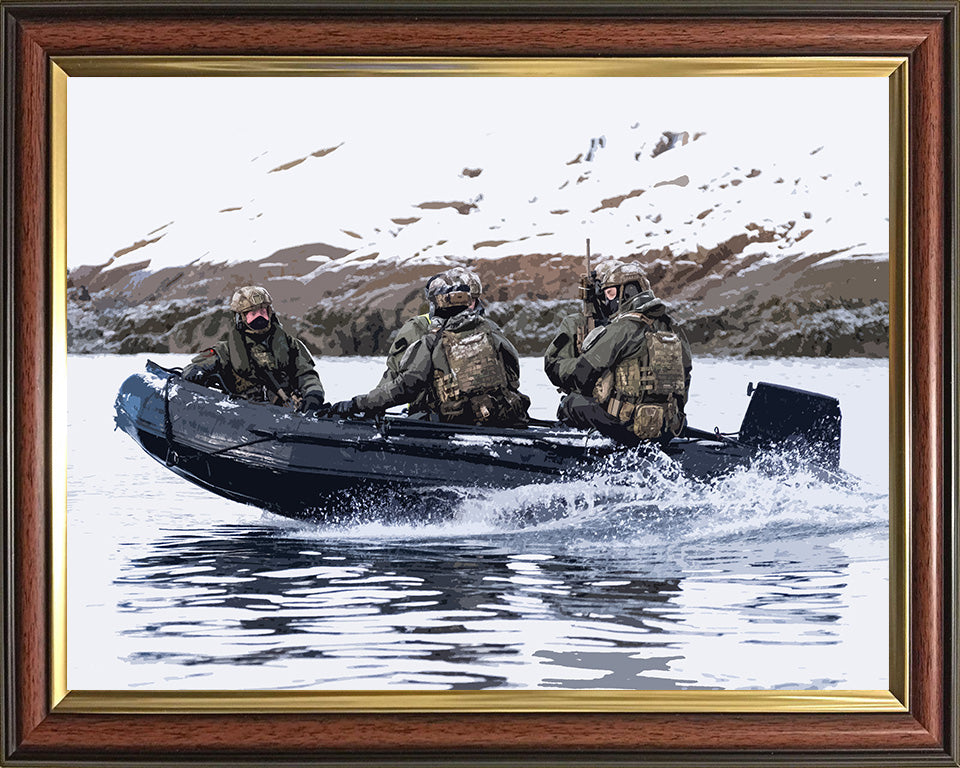 Royal Marines Commando Boarding team riding a RIB artwork Print - Canvas - Framed Print - Hampshire Prints