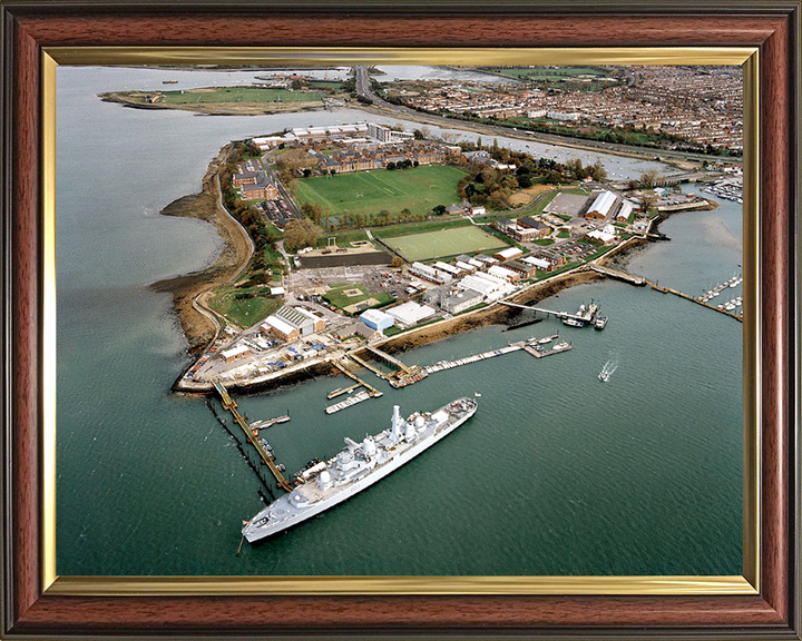 HMS Excellent (Leach Building) Royal Navy shore establishment Aerial Photo Print or Framed Photo Print - Hampshire Prints